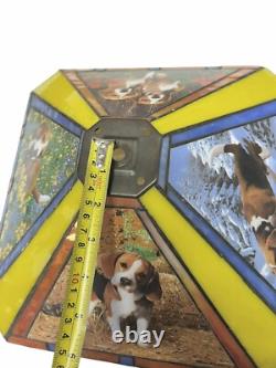 Danbury MINT Beagles Dogs Stained Glass Lamp Tiffany Style Lamp Shade RARE