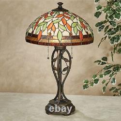 Darent Leaf Design Nature Gem Accent Stained Glass Table Lamp Multi Earth