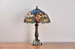 Dia 12 Dragonfly Handmade Stained Glass Tiffany Table Lamp Desk Light H 18