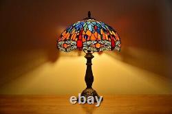 Dia12 H18 Dragonfly Tiffany Table Bedside Lamp Stained Glass Elegant Lighting