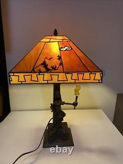 Disney Goofy Stained Glass Lamp 65th Anniversary Ed Complete Gold Torch Works Lb