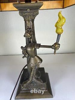 Disney Goofy Stained Glass Lamp 65th Anniversary Ed Complete Gold Torch Works Lb