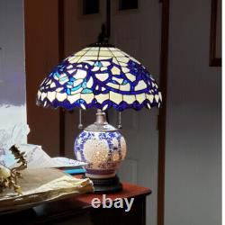 Double-Lit Tiffany Style Reading Accent Victorian Stained Glass Table Lamp