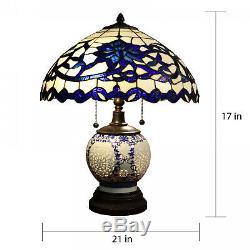 Double-Lit Tiffany Style Reading Accent Victorian Stained Glass Table Lamp