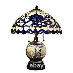 Double-Lit Tiffany Style Reading Accent Victorian Stained Glass Table Lamp