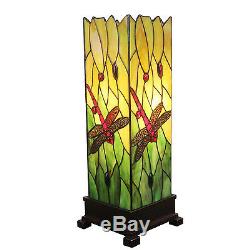 Dragonfly Floor Lamp Handcrafted Stained Glass Tiffany Style Design Light Table