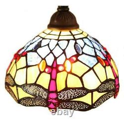 Dragonfly Floor Lamp Tiffany Style Bridge Reading Bedside Stained Glass Lighting