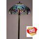 Dragonfly Floor Lamp Tiffany Style Handcrafted Antique Stained Glass Shade Stand