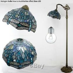 Dragonfly Reading Floor Lamp Tiffany Style Stained Glass Shade Bronze Base Light