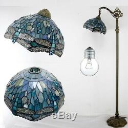 Dragonfly Reading Floor Lamp Tiffany Style Stained Glass Shade Bronze Base Light