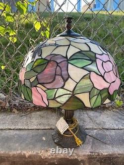 Dragonfly Stained Glass Large Pendant Lamp/Shade Vintage Roses Tiffany Style