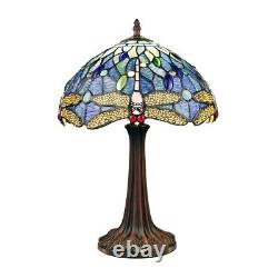 Dragonfly Stained Glass Table Desk Lamp Tiffany Style with 12 Wide Shade