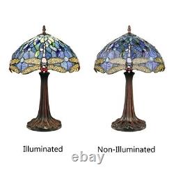 Dragonfly Stained Glass Table Desk Lamp Tiffany Style with 12 Wide Shade