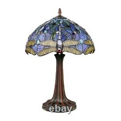 Dragonfly Stained Glass Table Desk Lamp Tiffany Style with 12 Wide Shade