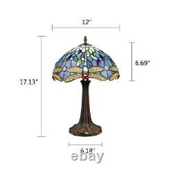 Dragonfly Stained Glass Table Desk Lamp Tiffany Style with 12 Wide Shade