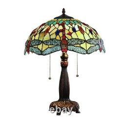 Dragonfly Stained Glass Table Desk Lamp Tiffany Style with 16 Wide Shade