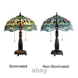 Dragonfly Stained Glass Table Desk Lamp Tiffany Style with 16 Wide Shade