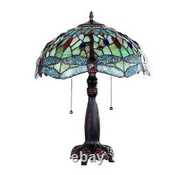 Dragonfly Stained Glass Table Desk Lamp Tiffany Style with 16 Wide Shade