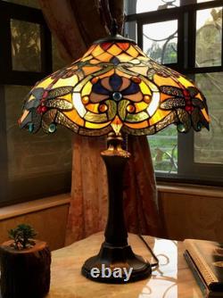 Dragonfly Stained Glass Table Desk Lamp Tiffany Style with 17 Wide Shade