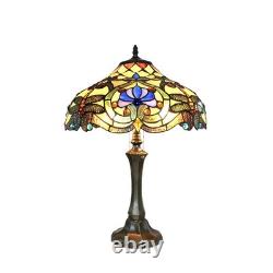 Dragonfly Stained Glass Table Desk Lamp Tiffany Style with 17 Wide Shade