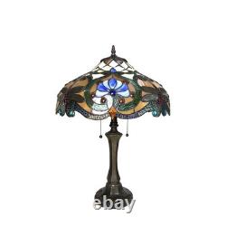 Dragonfly Stained Glass Table Desk Lamp Tiffany Style with 17 Wide Shade