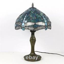 Dragonfly Style Tiffany Table Lamp Stained Glass Desk Light for Home Decor H 18