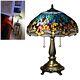 Dragonfly Table Lamp Yellow Blue Tiffany Style Bronze Base Stained Glass Accent