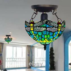 Dragonfly Tiffany Style Ceiling Lamp/light 10 Handcrafted Lamps Stained Glass