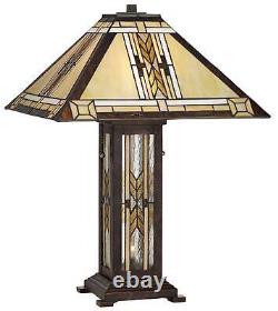 Drake Mission Tiffany Style Table Lamp 25 1/2 High Bronze Nightlight Bedroom