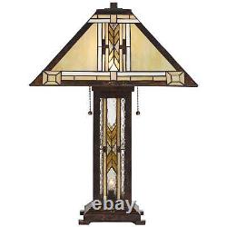 Drake Mission Tiffany Style Table Lamp 25 1/2 High Bronze Nightlight Bedroom