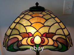 Duffner & Kimberly Leaded Slag Stained Glass Owl Table Lamp Handel Tiffany Era