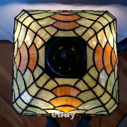 Duffner & Kimberly Leaded Slag Stained Glass Owl Table Lamp Handel Tiffany Era