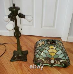 Duffner & Kimberly Leaded Slag Stained Glass Owl Table Lamp Handel Tiffany Era