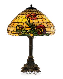 Duffner & Kimberly Poppy Leaded Stained Glass Lamp ca 1910