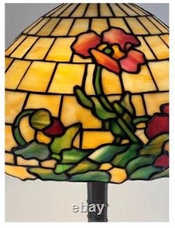 Duffner & Kimberly Poppy Leaded Stained Glass Lamp ca 1910