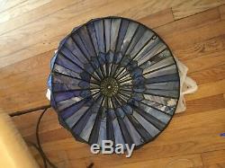 EXCELLENT COND Accordian Pleated Stained Glass Large Lamp Shade 21W x 10T