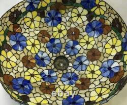 EXTRA LARGE 24 Vtg Stained Glass Lamp Shade Tiffany Style Boho Flowers 60s 70s