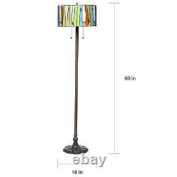 Elegant Multicolor Tiffany Style Stained Glass Floor Lamp Drum Shade