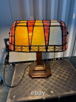 Elegant Tiffany Bankers Desk Lamp, Baroque Stained Glass Piano Light with LED