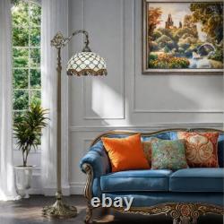 Elegant Tiffany Floor Lamp with Adjustable Gooseneck and Stained Glass Shade