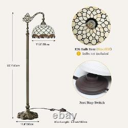 Elegant Tiffany Floor Lamp with Adjustable Gooseneck and Stained Glass Shade