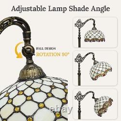 Elegant Tiffany Floor Lamp with Adjustable Gooseneck and Stained Glass Shade