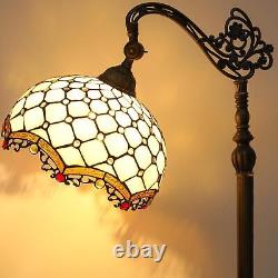 Elegant Tiffany Floor Lamp with Adjustable Gooseneck and Stained Glass Shade