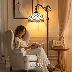 Elegant Tiffany Floor Lamp with Adjustable Gooseneck and Stained Glass Shade