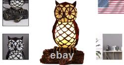 Elegant Tiffany Owl Table Lamp with Stained Glass Shade 10-Inch Decor Piece