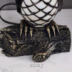 Elegant Tiffany Owl Table Lamp with Stained Glass Shade 10-Inch Decor Piece