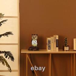 Elegant Tiffany Owl Table Lamp with Stained Glass Shade 10-Inch Decor Piece