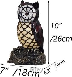 Elegant Tiffany Owl Table Lamp with Stained Glass Shade 10-Inch Decor Piece