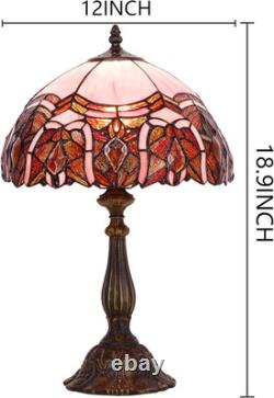 Elegant Tiffany Touch Control Table Lamp Pink Stained Glass, 19 High