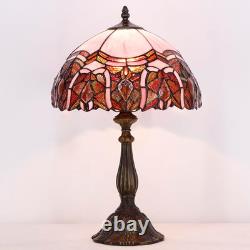 Elegant Tiffany Touch Control Table Lamp Pink Stained Glass, 19 High